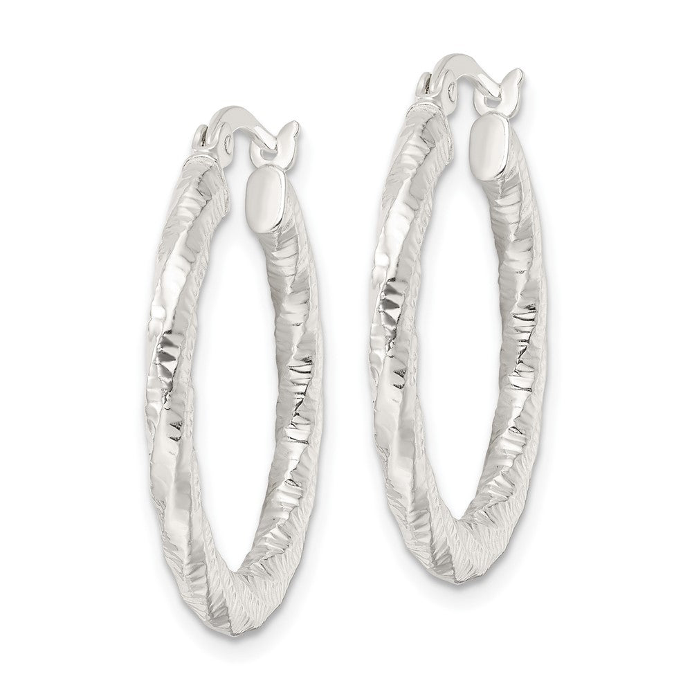 FJC Finejewelers 925 Sterling Silver Polished and Textured Twisted Hoop Earrings 27 x 25 mm