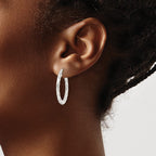FJC Finejewelers 925 Sterling Silver Polished and Textured Twisted Hoop Earrings 27 x 25 mm