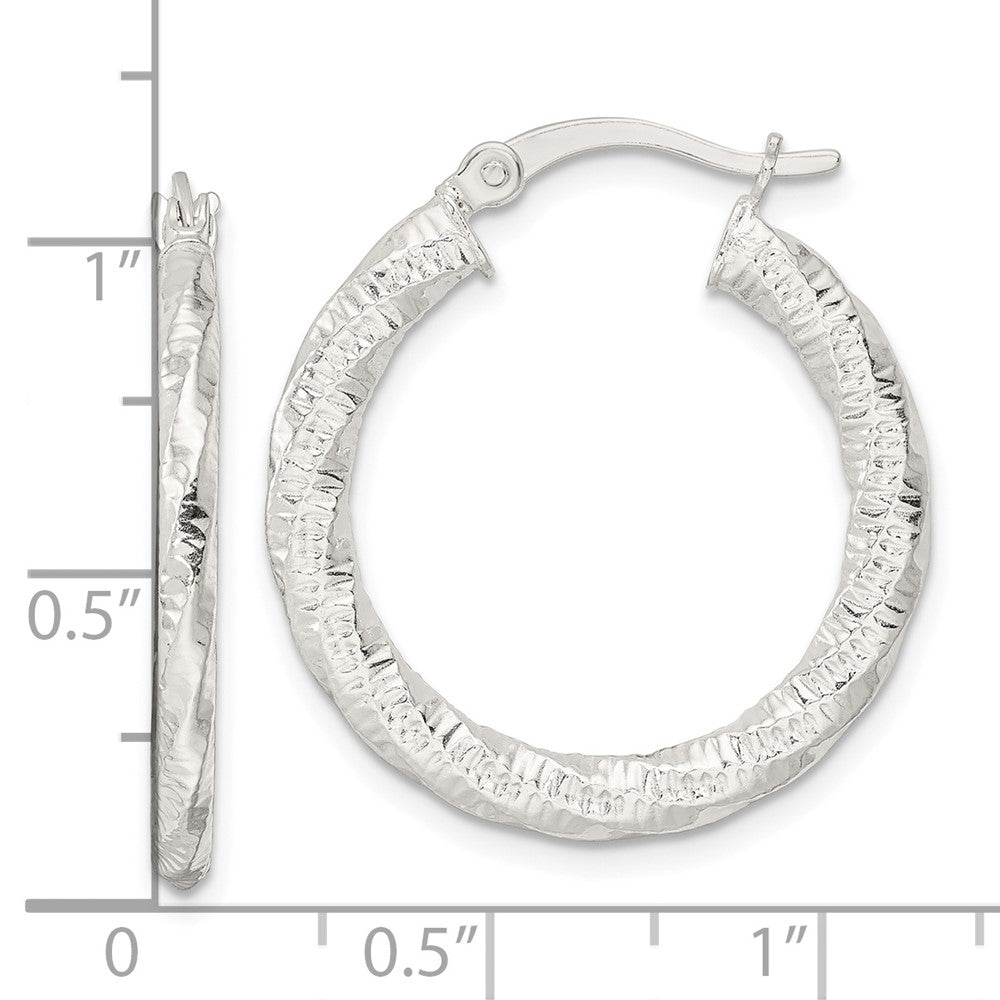 FJC Finejewelers 925 Sterling Silver Polished and Textured Twisted Hoop Earrings 27 x 25 mm