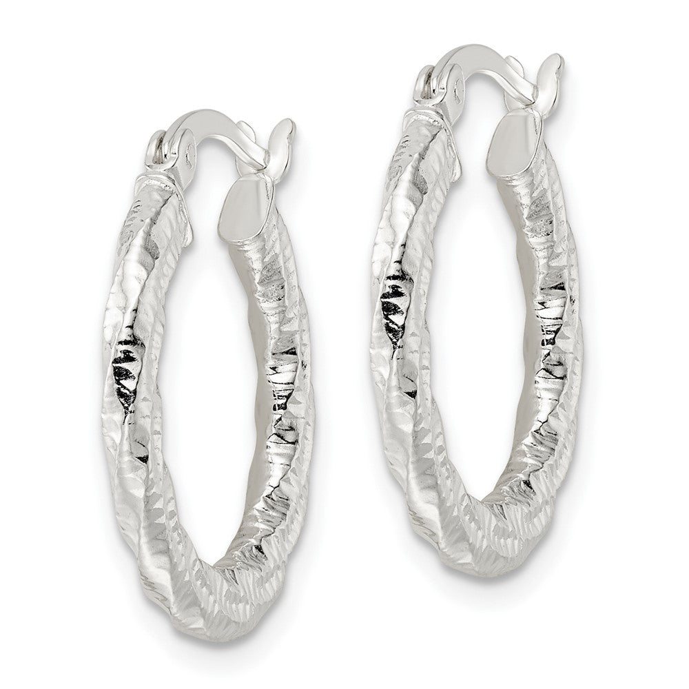 FJC Finejewelers 925 Sterling Silver Polished and Textured Twisted Hoop Earrings 23 x 20 mm
