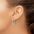 FJC Finejewelers 925 Sterling Silver Polished and Textured Twisted Hoop Earrings 23 x 20 mm