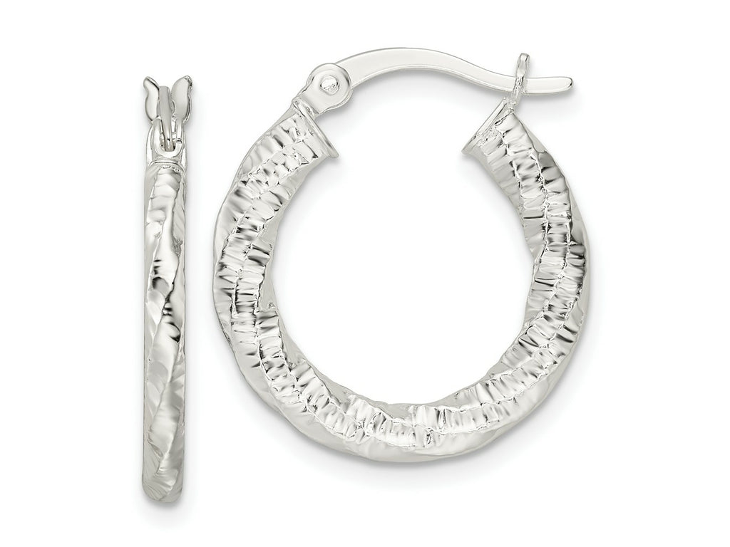 FJC Finejewelers 925 Sterling Silver Polished and Textured Twisted Hoop Earrings 23 x 20 mm
