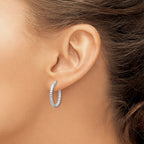 FJC Finejewelers 925 Sterling Silver Rhodium Plated Polished 2.25mm Beaded Hoop Earrings 20 mm x 19 mm