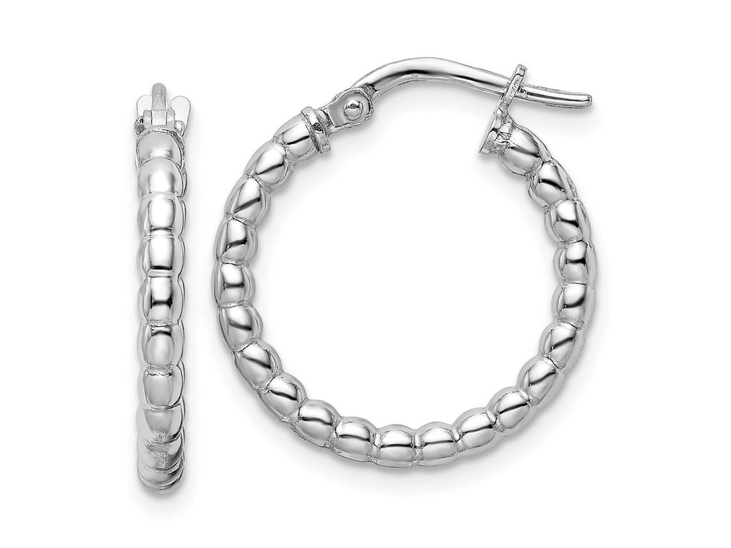 FJC Finejewelers 925 Sterling Silver Rhodium Plated Polished 2.25mm Beaded Hoop Earrings 20 mm x 19 mm