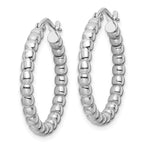 FJC Finejewelers 925 Sterling Silver Rhodium Plated Polished 3mm Beaded Hoop Earrings 26 mm x 24 mm
