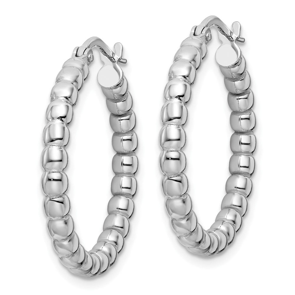 FJC Finejewelers 925 Sterling Silver Rhodium Plated Polished 3mm Beaded Hoop Earrings 26 mm x 24 mm