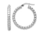 FJC Finejewelers 925 Sterling Silver Rhodium Plated Polished 3mm Beaded Hoop Earrings 26 mm x 24 mm