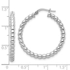 FJC Finejewelers 925 Sterling Silver Rhodium Plated Polished 3mm Beaded Hoop Earrings 31 mm x 30 mm