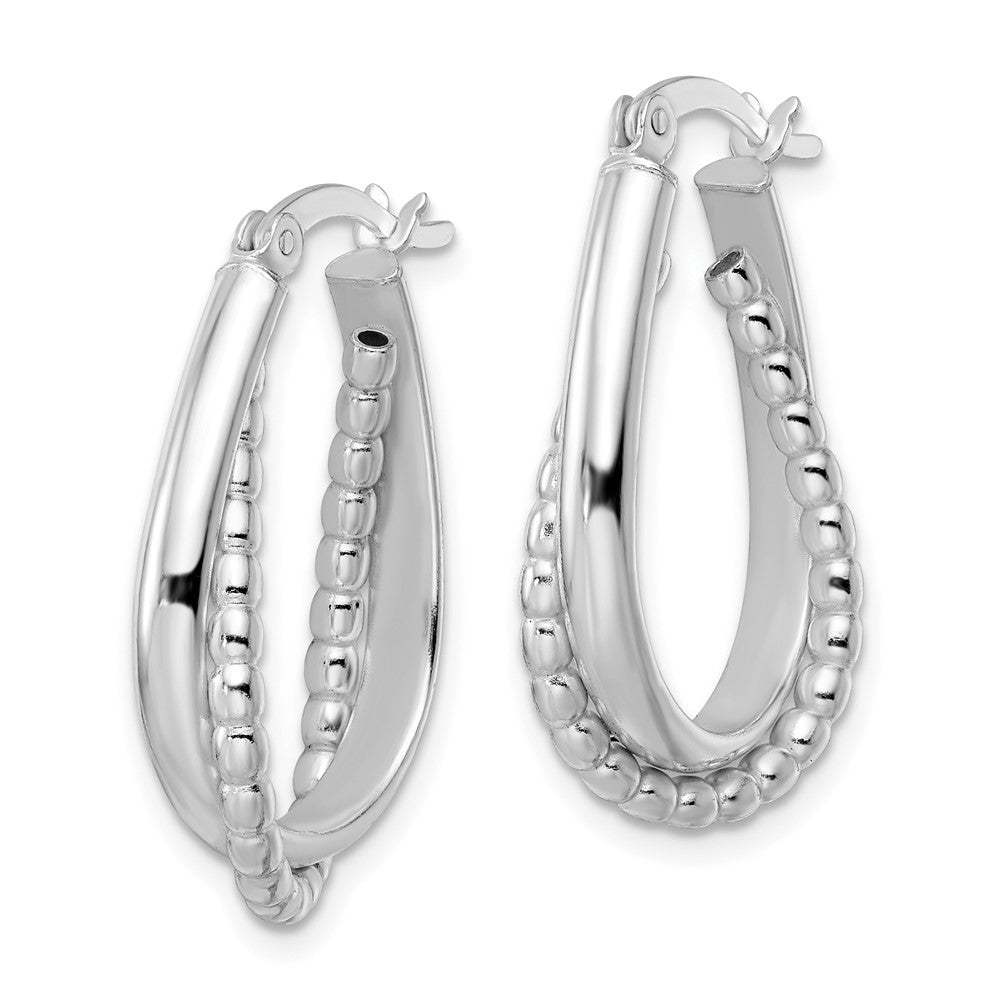 FJC Finejewelers 925 Sterling Silver Rhodium Plated Polished Double Oval Hoop Earrings 27 x 18 mm