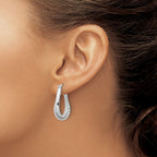 FJC Finejewelers 925 Sterling Silver Rhodium Plated Polished Double Oval Hoop Earrings 27 x 18 mm
