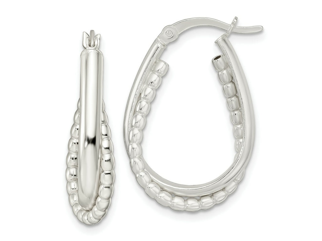 FJC Finejewelers 925 Sterling Silver Rhodium Plated Polished Double Oval Hoop Earrings 27 x 18 mm