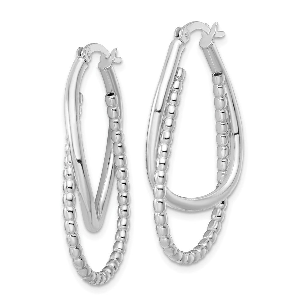FJC Finejewelers 925 Sterling Silver Rhodium Plated Polished Double Oval Hoop Earrings 37 x 22 mm