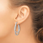 FJC Finejewelers 925 Sterling Silver Rhodium Plated Polished Double Oval Hoop Earrings 37 x 22 mm