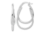 FJC Finejewelers 925 Sterling Silver Rhodium Plated Polished Double Oval Hoop Earrings 37 x 22 mm