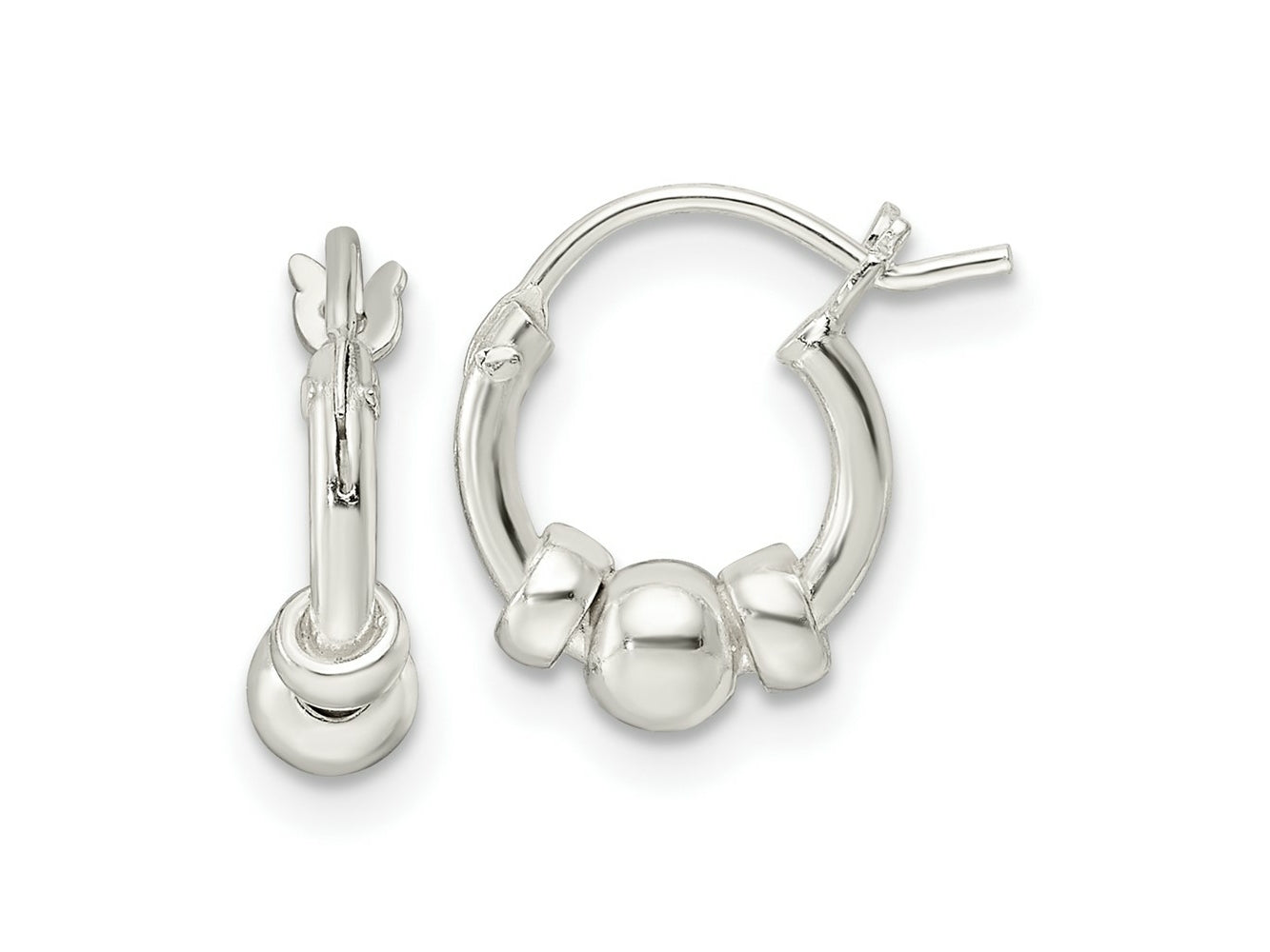 FJC Finejewelers 925 Sterling Silver Polished Beaded Circle Hoop Earrings 12 x 10 mm