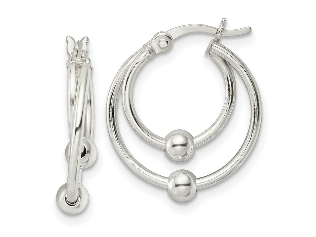 FJC Finejewelers 925 Sterling Silver Polished Double Circle Beaded Hoop Earrings 19 x 17 mm