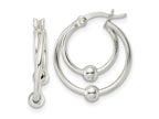 FJC Finejewelers 925 Sterling Silver Polished Double Circle Beaded Hoop Earrings 19 x 17 mm