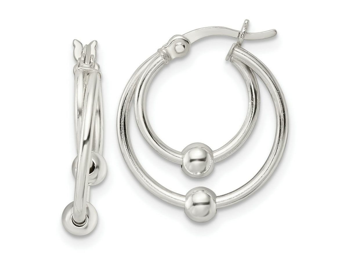 FJC Finejewelers 925 Sterling Silver Polished Double Circle Beaded Hoop Earrings 19 x 17 mm