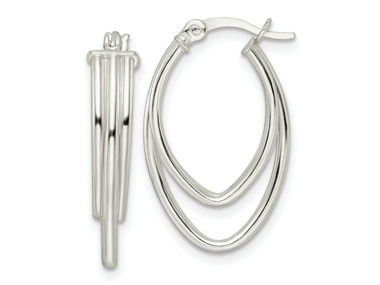 FJC Finejewelers 925 Sterling Silver Polished Triple Oval Hoop Earrings 27 x 15 mm