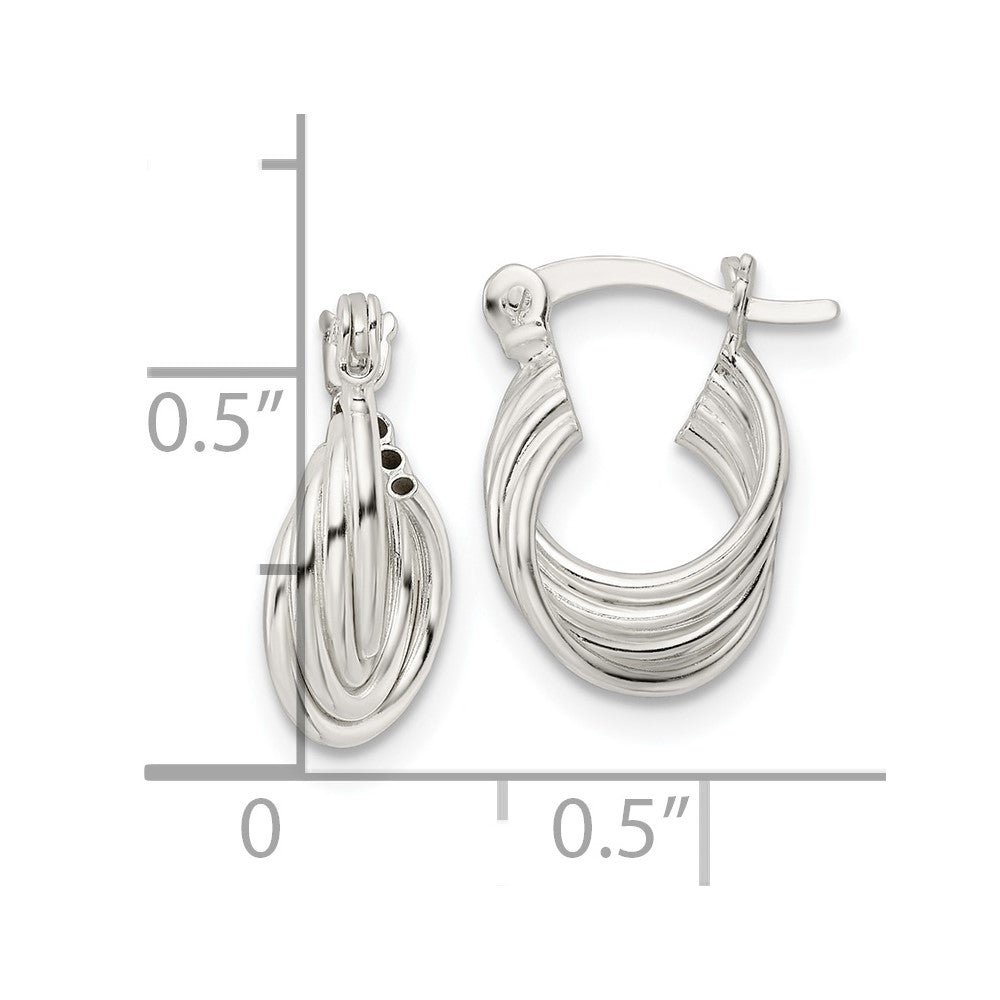 FJC Finejewelers 925 Sterling Silver Polished Triple Circle Hoop Earrings 14 x 10 mm