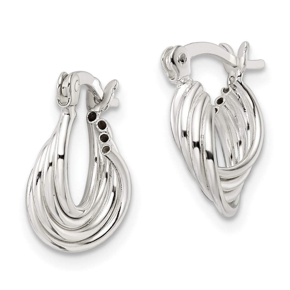 FJC Finejewelers 925 Sterling Silver Polished Triple Circle Hoop Earrings 14 x 10 mm