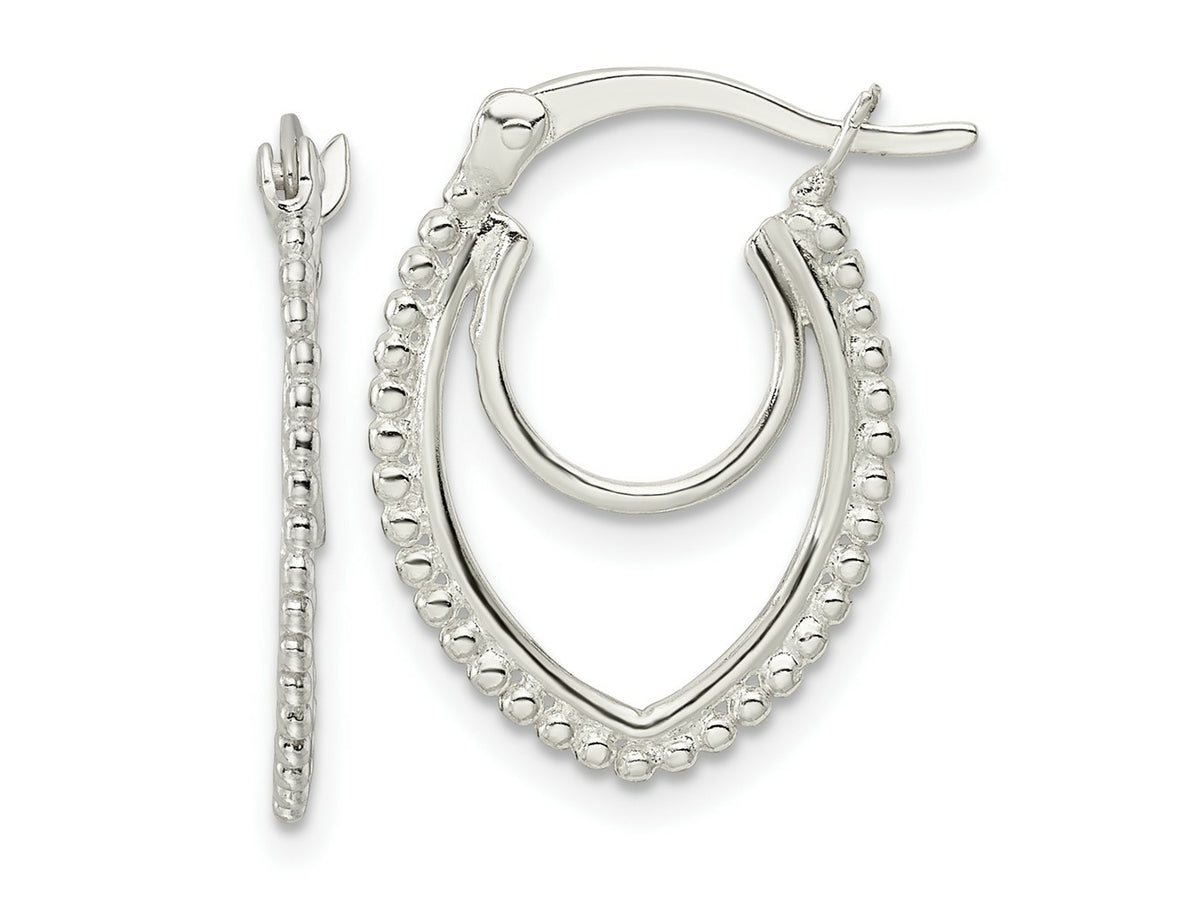 FJC Finejewelers 925 Sterling Silver Beaded Double Oval Hoop Earrings 20 x 15 mm