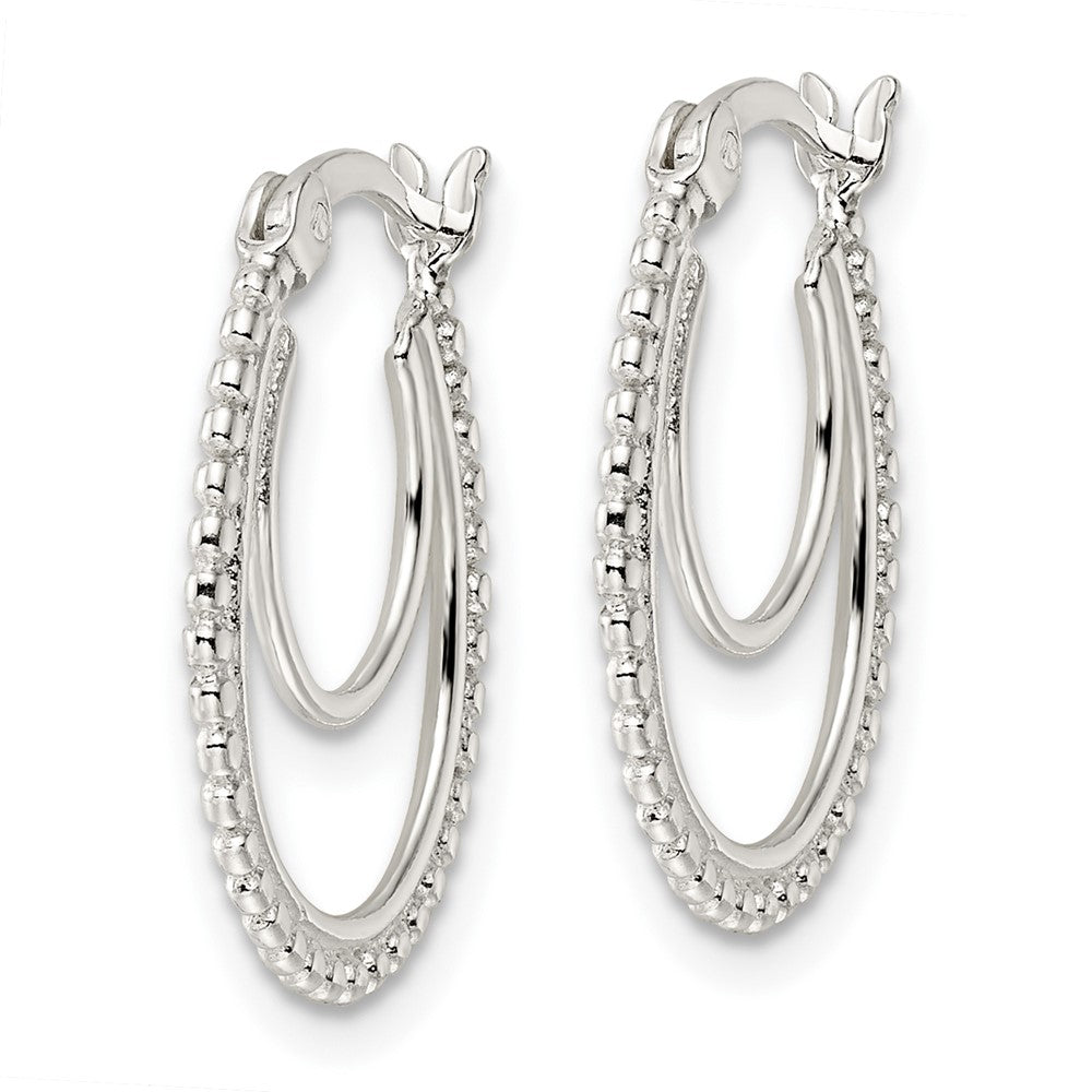 FJC Finejewelers 925 Sterling Silver Beaded Double Oval Hoop Earrings 19 x 15 mm
