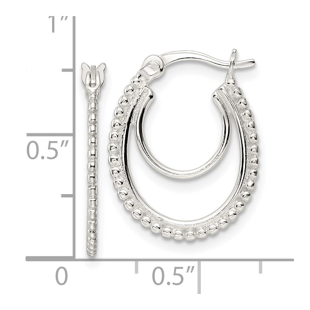 FJC Finejewelers 925 Sterling Silver Beaded Double Oval Hoop Earrings 19 x 15 mm