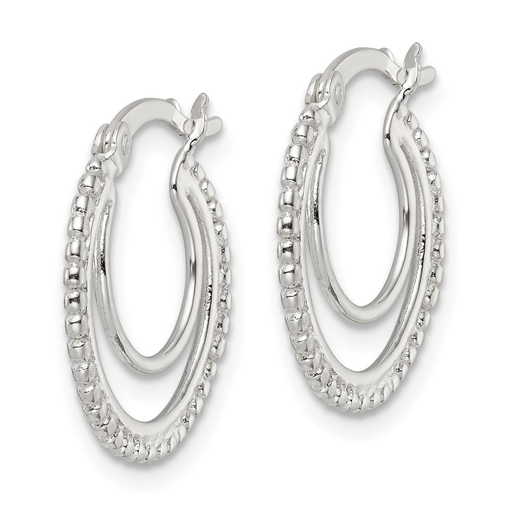 FJC Finejewelers 925 Sterling Silver Beaded Double Circle Hoop Earrings 18 x 17 mm