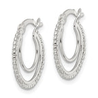 FJC Finejewelers 925 Sterling Silver Beaded Double Circle Hoop Earrings 18 x 17 mm