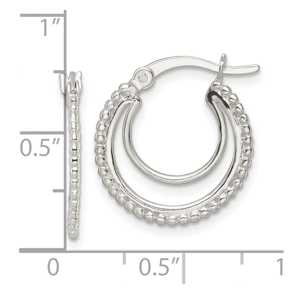 FJC Finejewelers 925 Sterling Silver Beaded Double Circle Hoop Earrings 18 x 17 mm