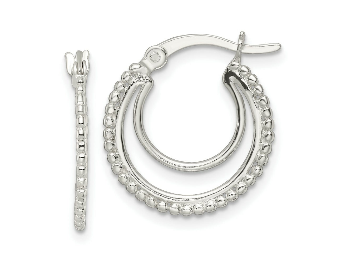 FJC Finejewelers 925 Sterling Silver Beaded Double Circle Hoop Earrings 18 x 17 mm