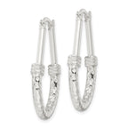 FJC Finejewelers 925 Sterling Silver Bright Cut Polished Fancy Oval Hoop Earrings 34 x 24 mm