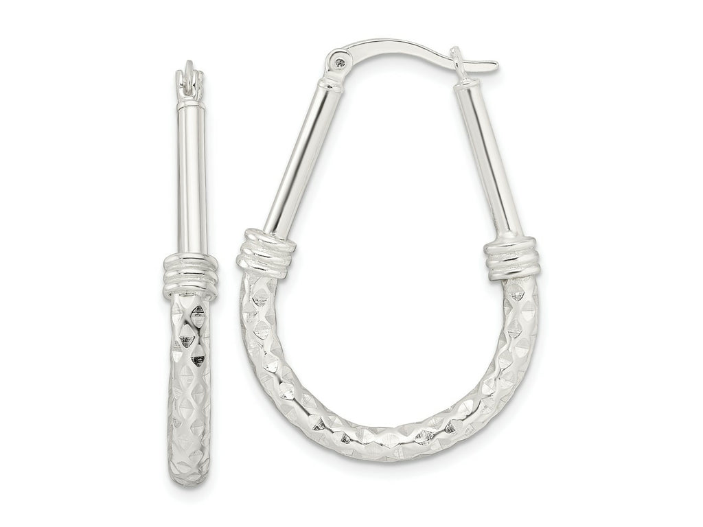 FJC Finejewelers 925 Sterling Silver Bright Cut Polished Fancy Oval Hoop Earrings 34 x 24 mm