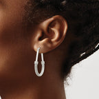 FJC Finejewelers 925 Sterling Silver Textured Teardrop Hoop Earrings 34 x 25 mm