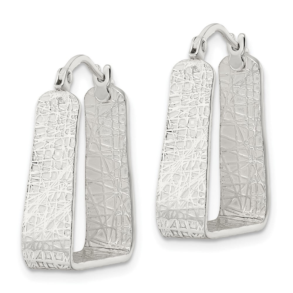 FJC Finejewelers 925 Sterling Silver Rhod-pltd Polished/Textured 5.5mm Square Hoop Earrings 23 mm x 16 mm