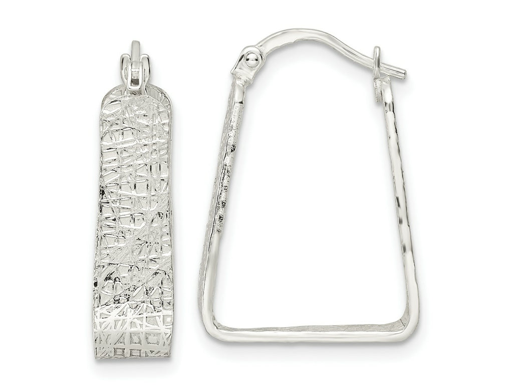 FJC Finejewelers 925 Sterling Silver Rhod-pltd Polished/Textured 5.5mm Square Hoop Earrings 23 mm x 16 mm