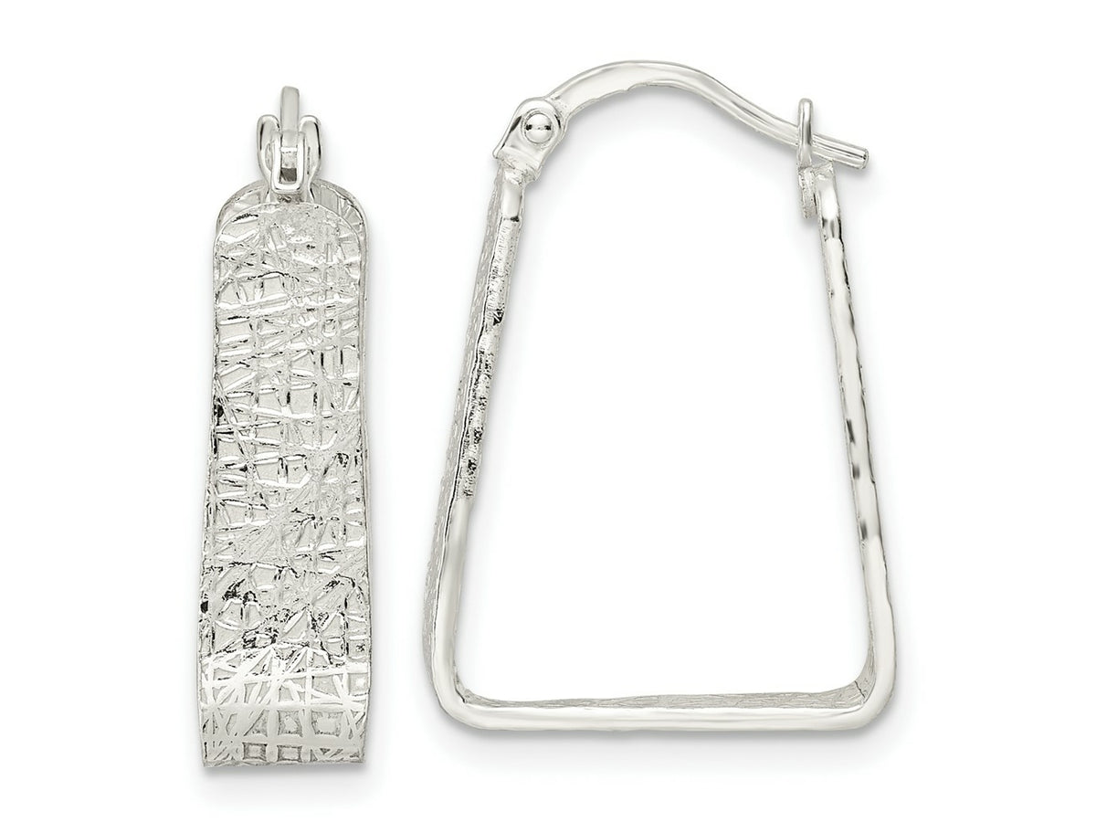 FJC Finejewelers 925 Sterling Silver Rhod-pltd Polished/Textured 5.5mm Square Hoop Earrings 23 mm x 16 mm