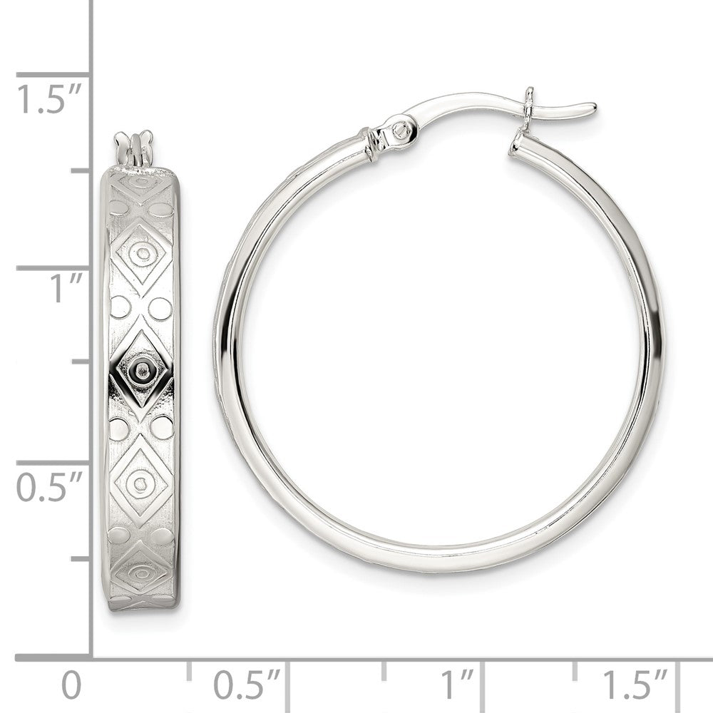 FJC Finejewelers 925 Sterling Silver Polished Geometric Design 5.25mm Round Hoop Earrings 31 mm x 29 mm