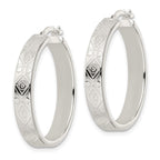 FJC Finejewelers 925 Sterling Silver Polished Geometric Design 5.25mm Round Hoop Earrings 31 mm x 29 mm