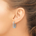 FJC Finejewelers 925 Sterling Silver Enameled Fabric Glitter Hoop and Links Round Hoop Earrings 22 x 21 mm