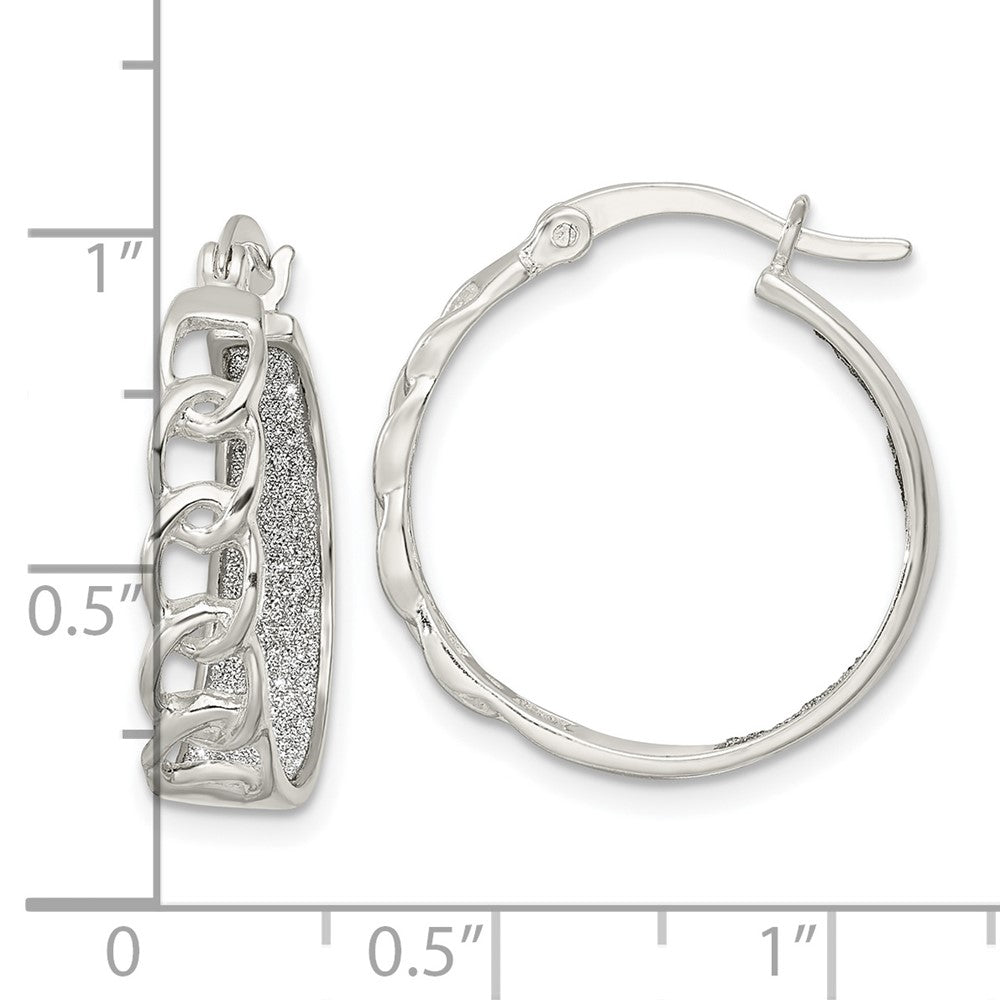 FJC Finejewelers 925 Sterling Silver Enameled Fabric Glitter Hoop and Links Round Hoop Earrings 22 x 21 mm