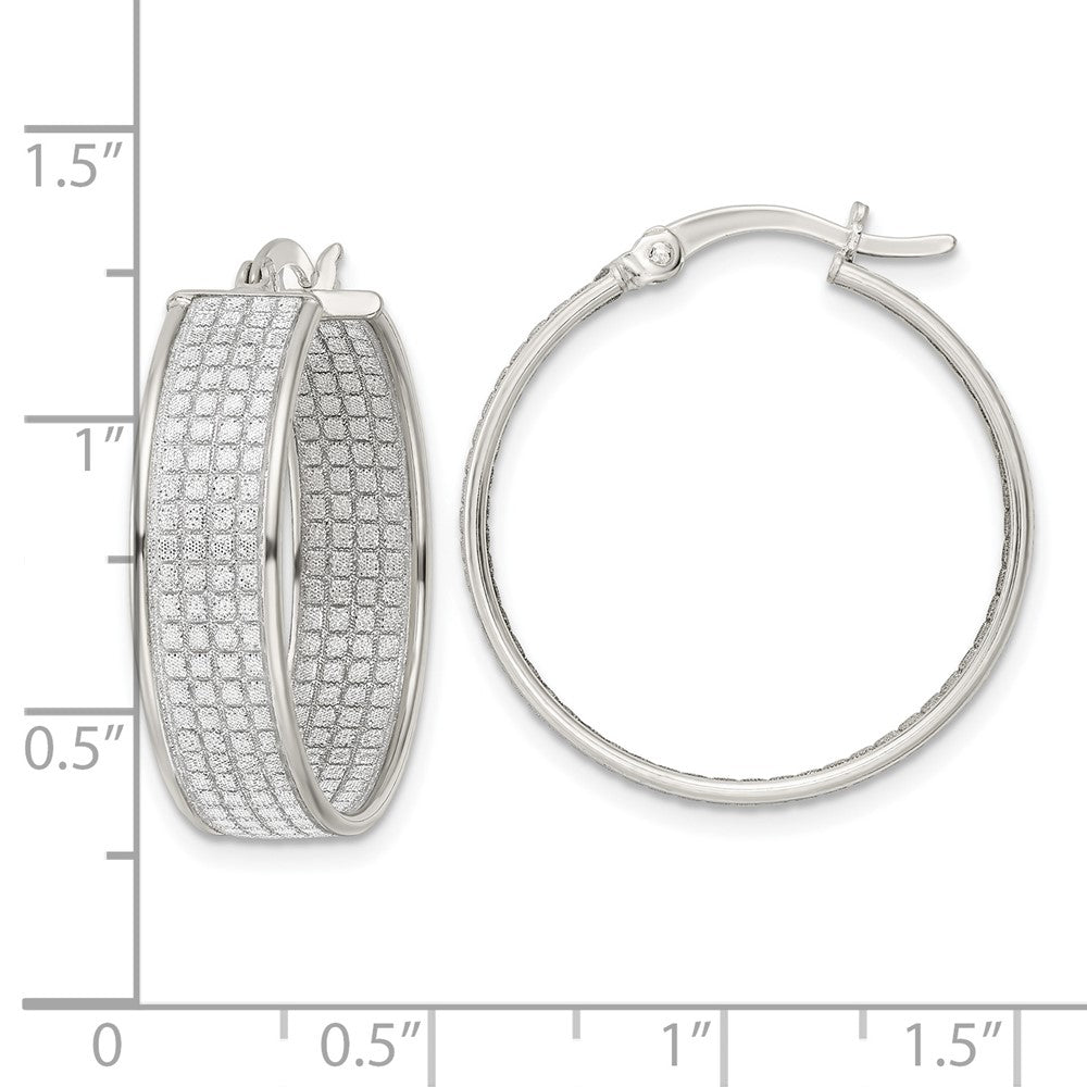 FJC Finejewelers 925 Sterling Silver Enameled Fabric Glitter 6.85mm Round Hoop Earrings 26 mm x 25 mm