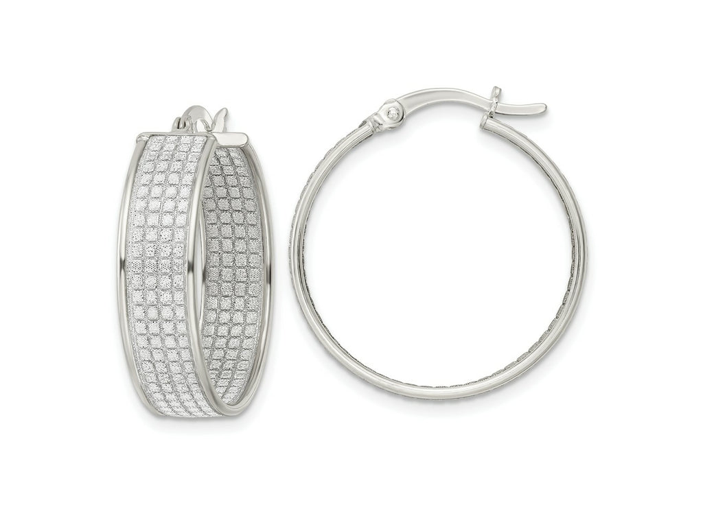 FJC Finejewelers 925 Sterling Silver Enameled Fabric Glitter 6.85mm Round Hoop Earrings 26 mm x 25 mm