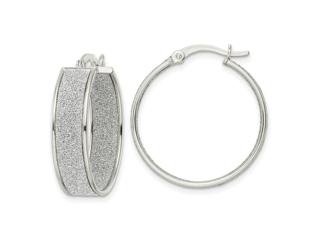 FJC Finejewelers 925 Sterling Silver Enameled Fabric Glitter 6.85mm Round Hoop Earrings 26 mm x 25 mm
