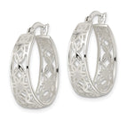 FJC Finejewelers 925 Sterling Silver Polished Cut-out Floral Round Hoop Earrings 24 x 22 mm
