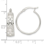 FJC Finejewelers 925 Sterling Silver Polished Cut-out Floral Round Hoop Earrings 24 x 22 mm