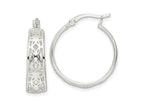 FJC Finejewelers 925 Sterling Silver Polished Cut-out Floral Round Hoop Earrings 24 x 22 mm