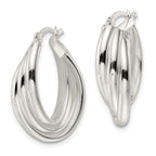 FJC Finejewelers 925 Sterling Silver Polished Triple Twisted Oval Hoop Earrings 28 x 19 mm