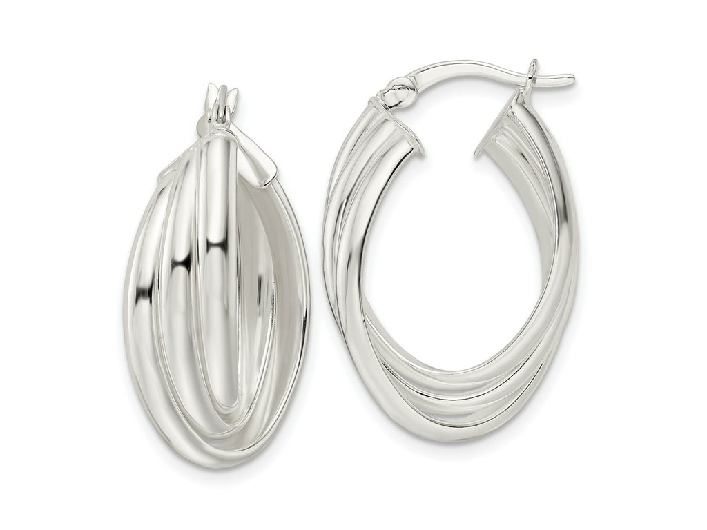 FJC Finejewelers 925 Sterling Silver Polished Triple Twisted Oval Hoop Earrings 28 x 19 mm